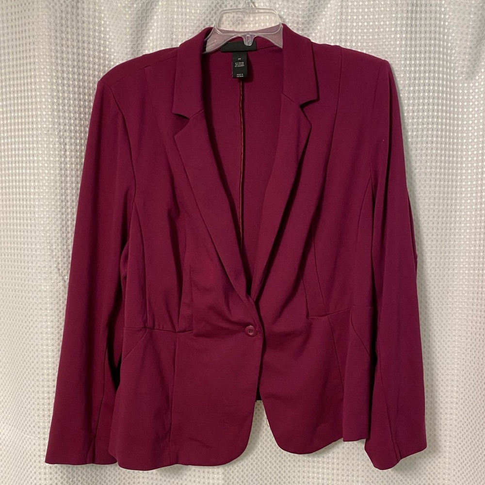 Fuchsia stretch one button blazer